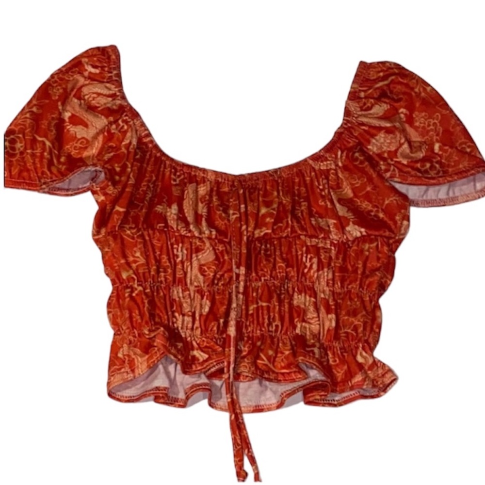 Women’s Nasty Gal Red Dragon Crop Top Blouse Small